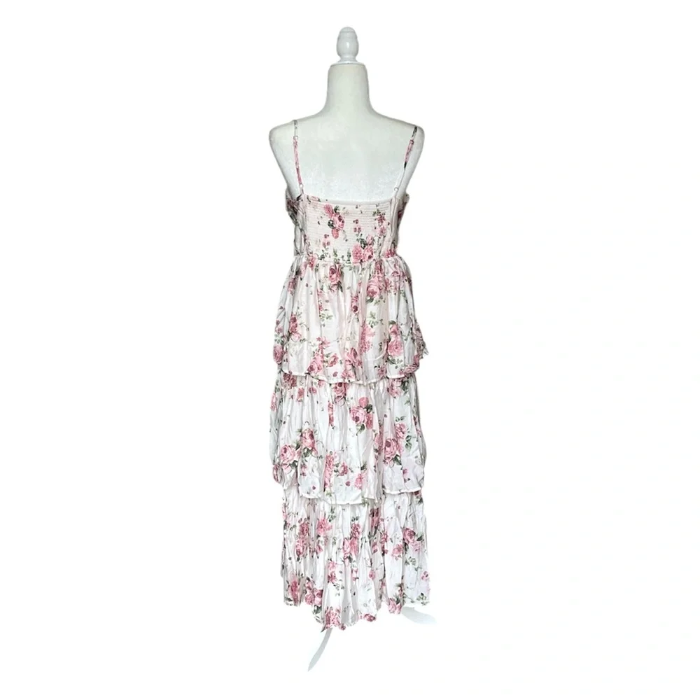 NWT By The River Charming Floral Midi Dress Bow Tiered Cottagecore Easter Deess - Picture 9 of 12